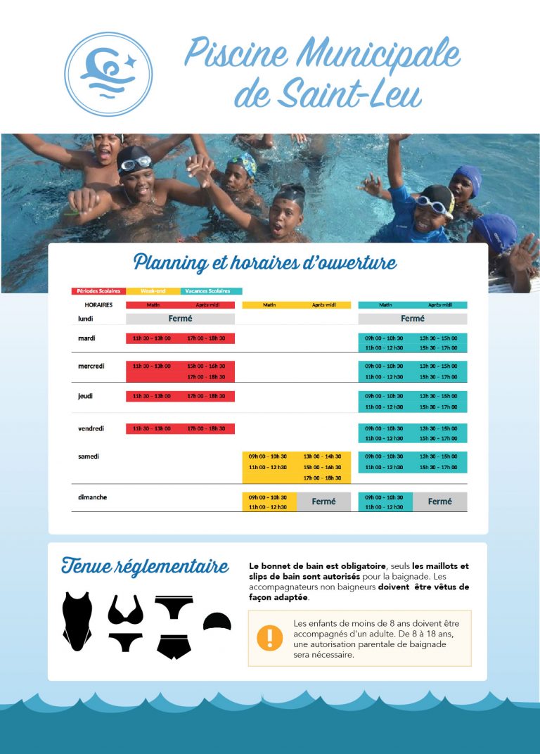 Tarifs, horaires, activités de la piscine municipale de Saint-Leu ...