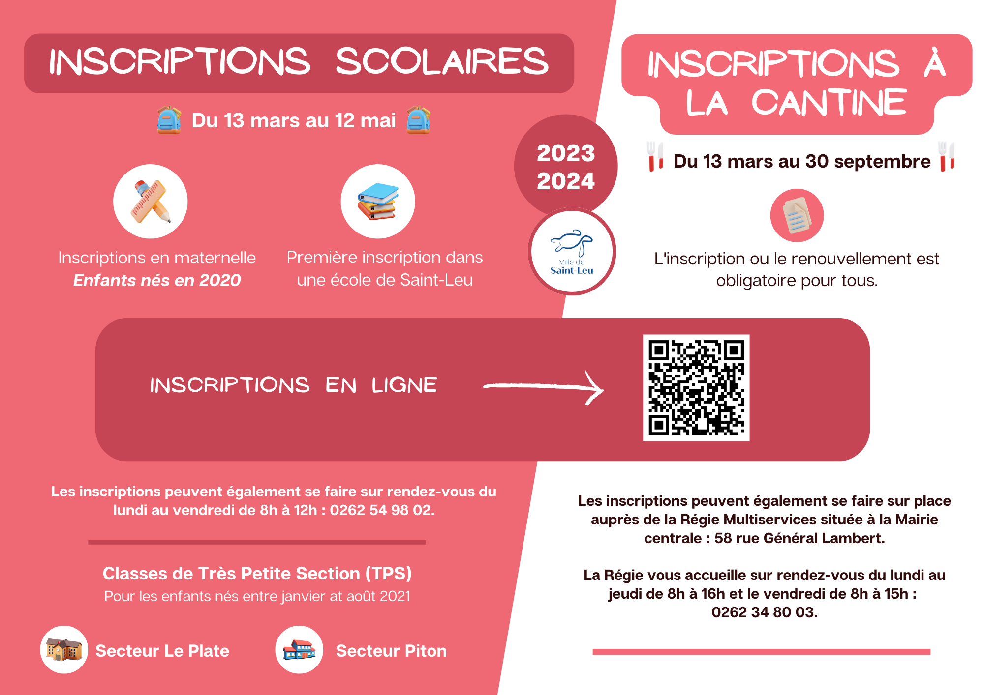 Ouverture des inscriptions à l’école et à la restauration scolaire !